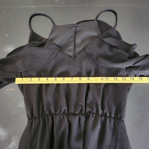 BCBG Generation Black Maxi Dress Ruffle Sheer Bottom V Neck Sleeveless Maxi NWT - Picture 8 of 12